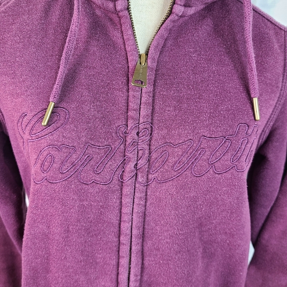 Carhartt burgundy full-zip long-sleeve spell out hoodie women's XS - Picture 5 of 15